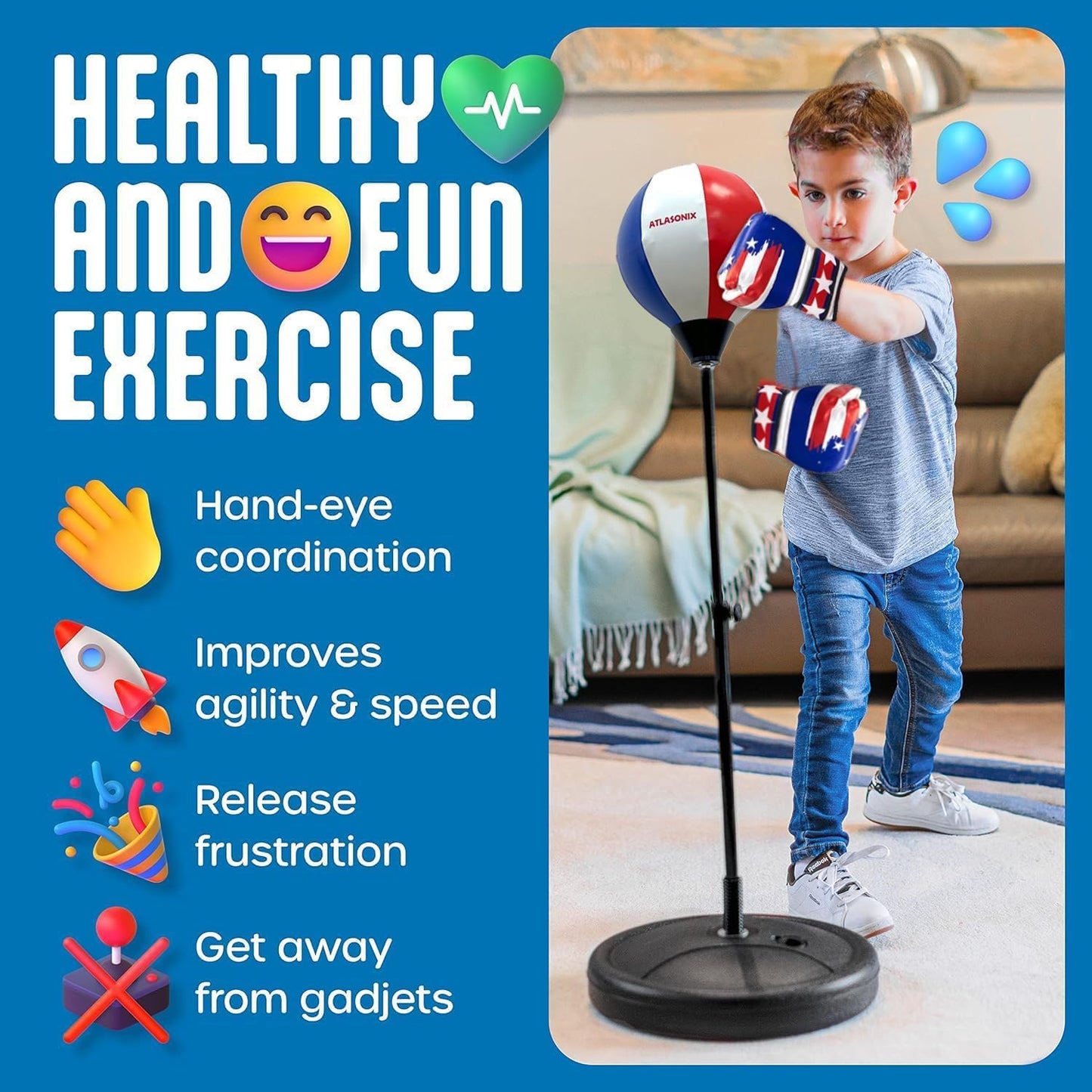 Standing Boxing Set with Gloves - Fun Karate Ninja Games