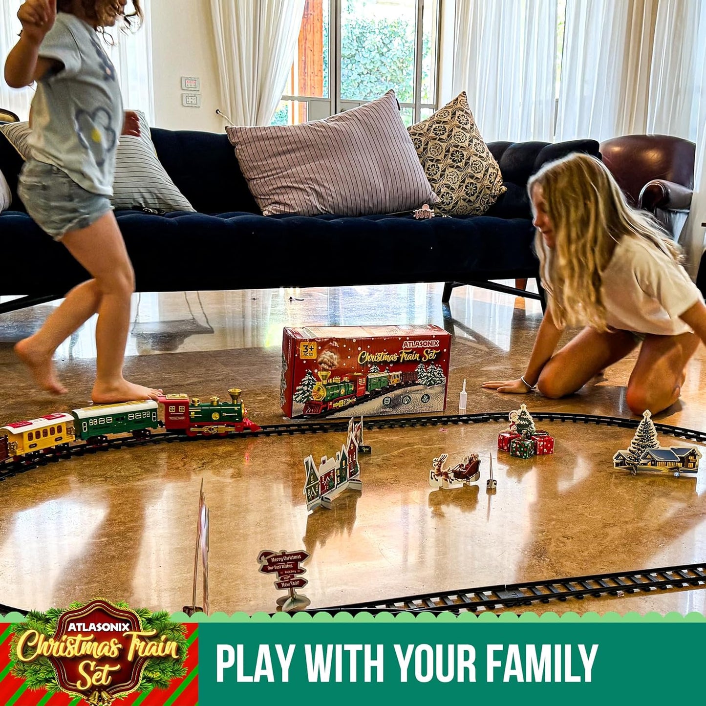 Christmas Train Set for Around The Tree with Lights & Sounds