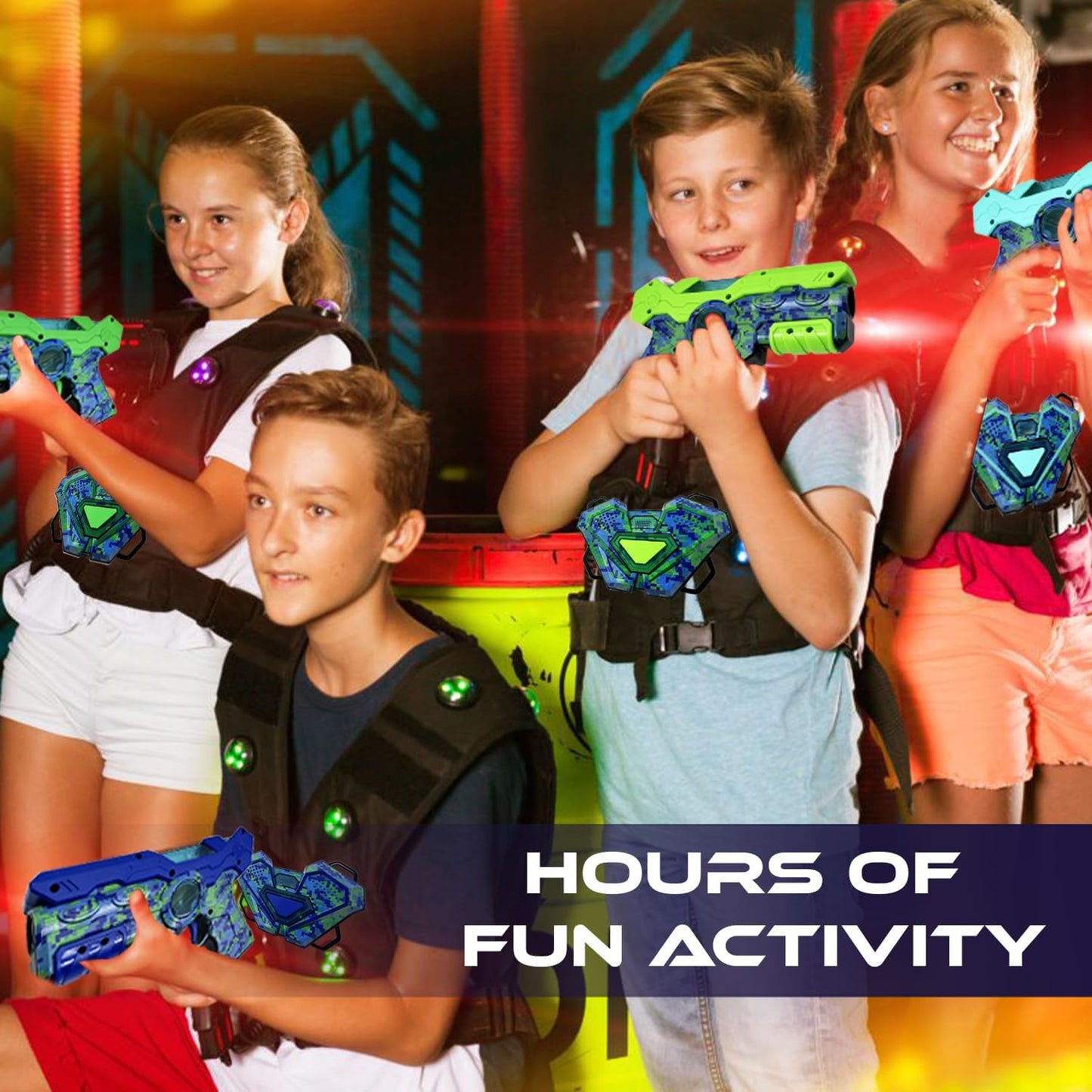 Laser Tag Set for Boys Age 8-12, Laser Tag Game with 2 Guns & Vests, Fun Indoor Outdoor Laser Tag for Kids & Adults, High-Tech Blaster for Family Play