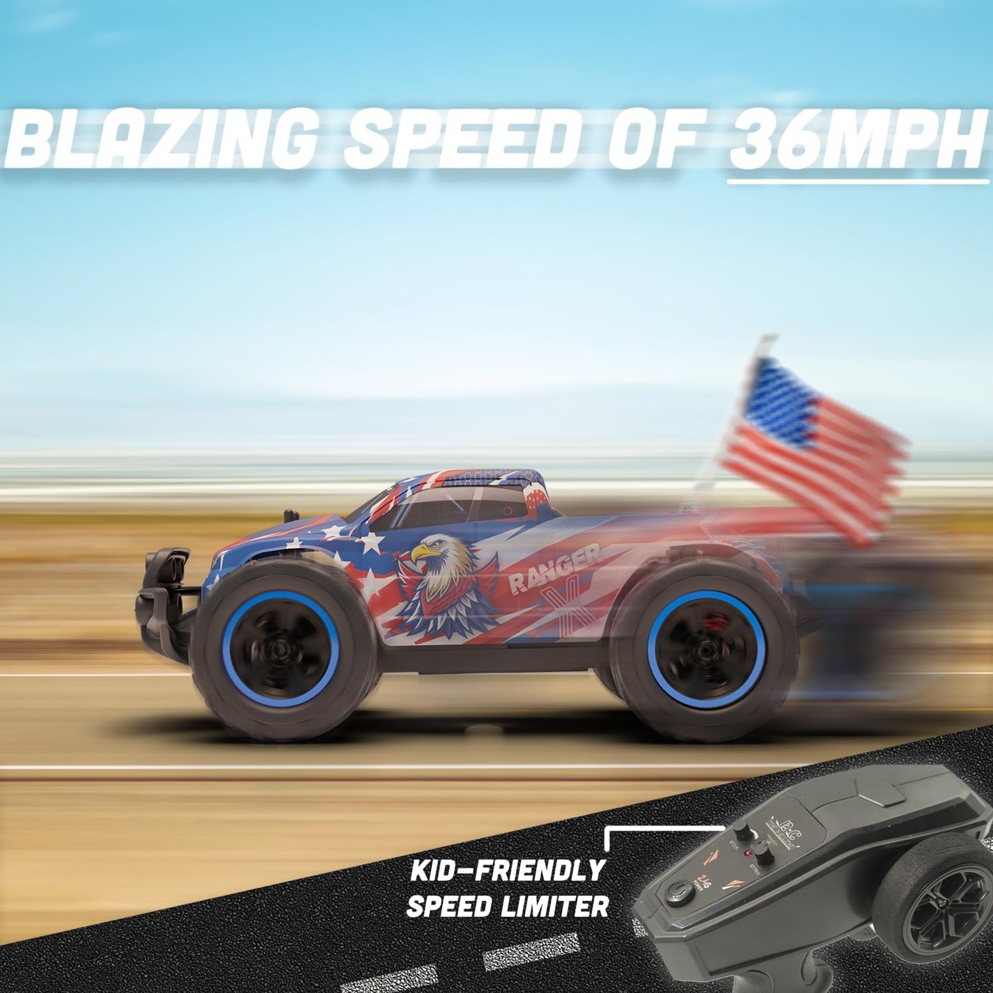 Fast RC Car 4x4 Truck - 36 mph 1:16 Brushless Motor Remote Control Car ...