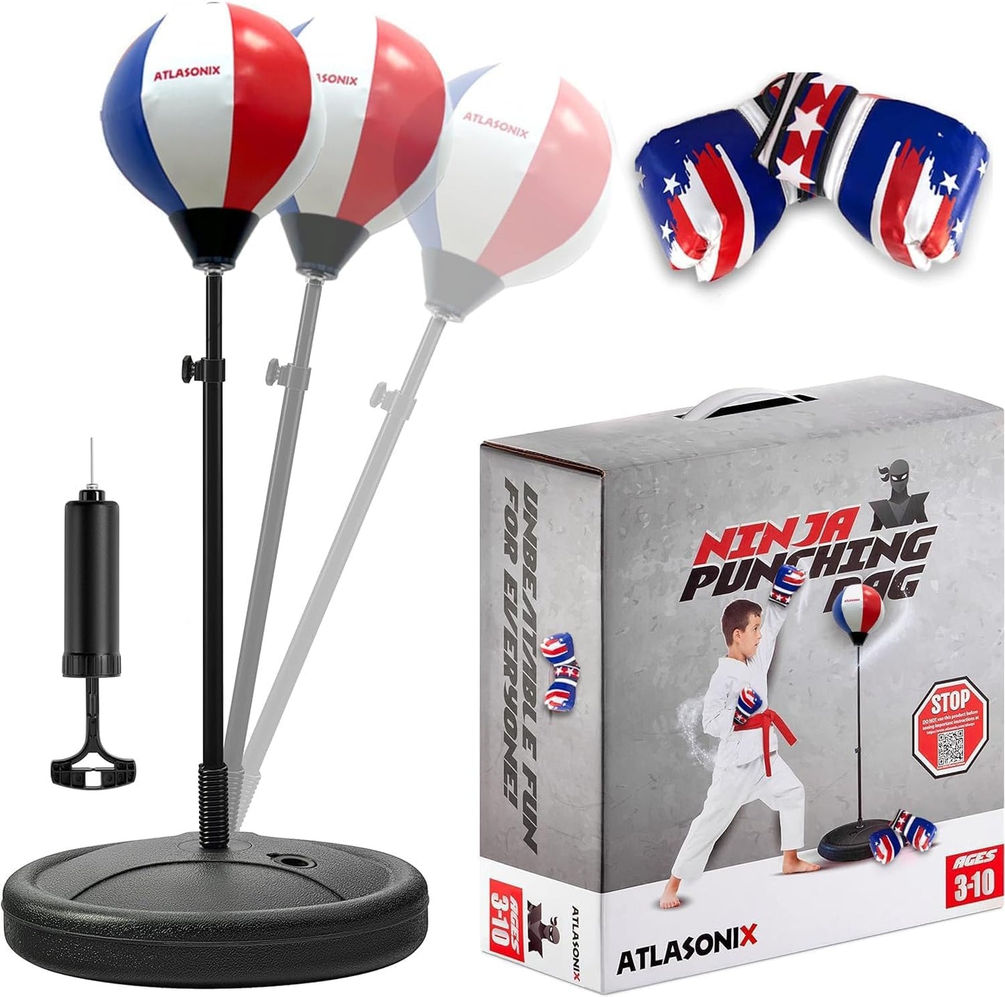 Standing Boxing Set with Gloves - Fun Karate Ninja Games