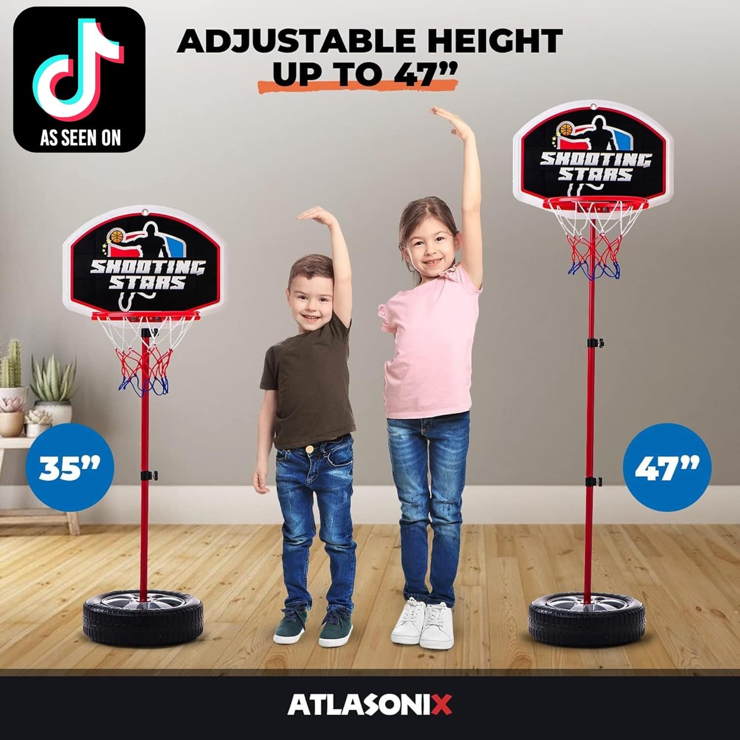 Ultimate Kids Basketball Hoop Set - Adjustable Indoor & Outdoor Mini Court. Includes Basketball Goal, Stand, and Balls - Fun for Kids, Toddlers, Boys & Girls