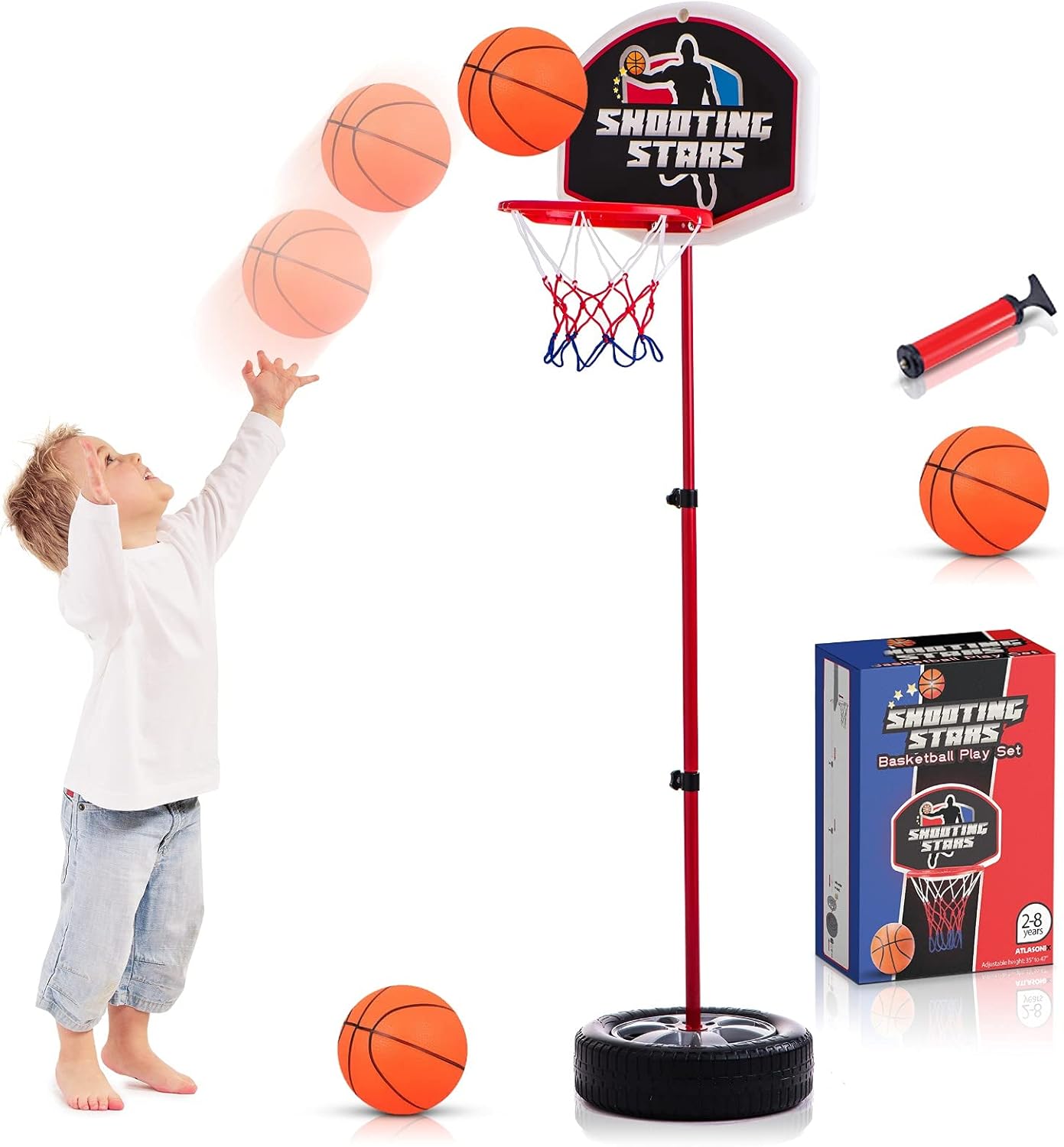 Ultimate Kids Basketball Hoop Set - Adjustable Indoor & Outdoor Mini Court. Includes Basketball Goal, Stand, and Balls - Fun for Kids, Toddlers, Boys & Girls