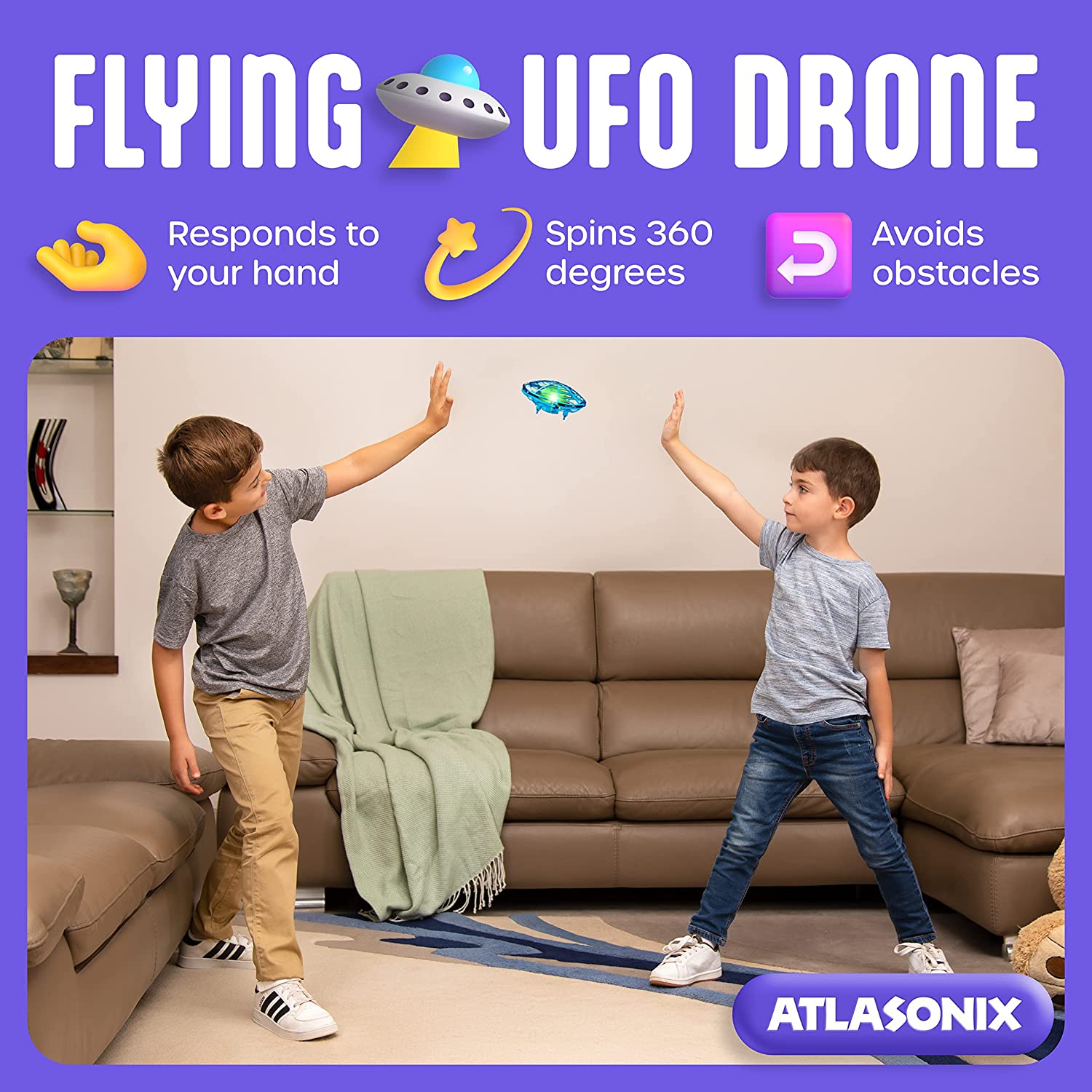 HOWMOURZ Drone Enfant Mini Drone telecommande UFO Jouet avec Autocollant  DIY Enfants Controle par la Montre